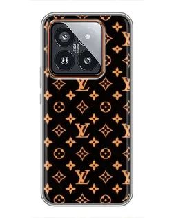 Чехол для Xiaomi 14 Pro с картинкой «Золотая монограмма LV»