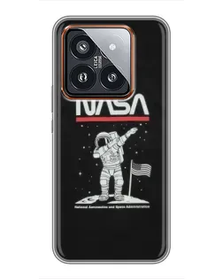 Чехол для Xiaomi 14 Pro с картинкой «NASA — шагаем по Луне»