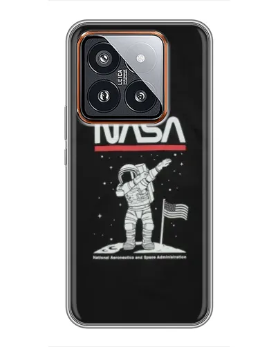 Чехол для Xiaomi 14 Pro с картинкой «NASA — шагаем по Луне»