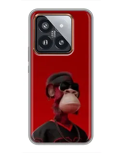 Чехол для Xiaomi 14 Pro с картинкой «Bored Ape в красном»