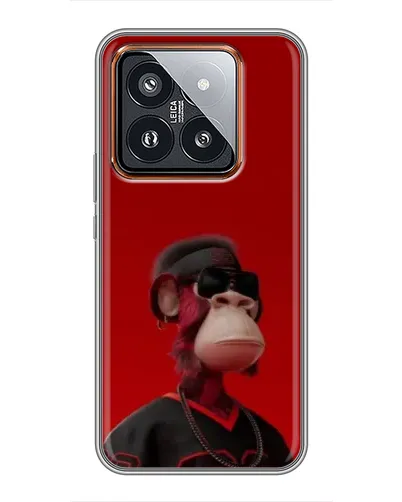 Чехол для Xiaomi 14 Pro с картинкой «Bored Ape в красном»