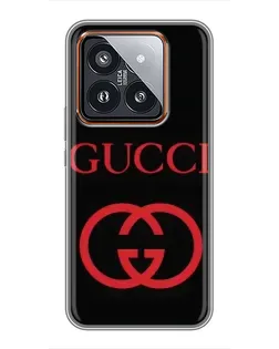 Чехол для Xiaomi 14 Pro с картинкой «Gucci — красный логотип»