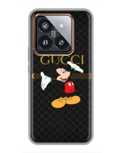 Чехол для Xiaomi 14 Pro с картинкой «Микки Маус Gucci»