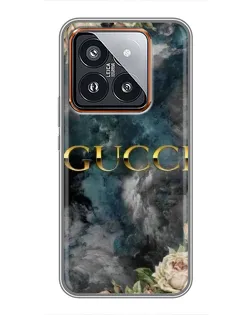 Чехол для Xiaomi 14 Pro с картинкой «Абстрактные цветы Gucci»