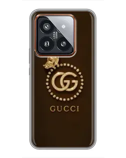 Чехол для Xiaomi 14 Pro с картинкой «Gucci — золотая бабочка»