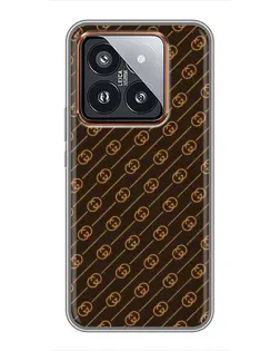 Чехол для Xiaomi 14 Pro с картинкой «Gucci — золотые диагонали»