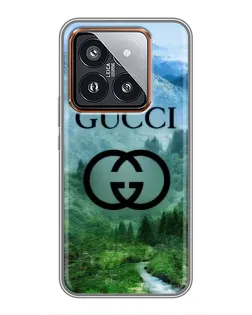 Чехол для Xiaomi 14 Pro с картинкой «Gucci — горный пейзаж»