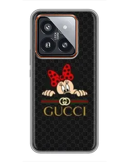 Чехол для Xiaomi 14 Pro с картинкой «Минни Маус Gucci — черный»
