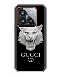 Чехол для Xiaomi 14 Pro с картинкой «Gucci — серебряный лев» Чехол для Xiaomi 14 Pro с картинкой «Gucci — серебряный лев»