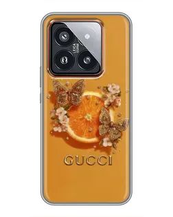 Чехол для Xiaomi 14 Pro с картинкой «Gucci — золотые бабочки» Чехол для Xiaomi 14 Pro с картинкой «Gucci — золотые бабочки»