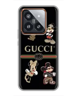 Чехол для Xiaomi 14 Pro с картинкой «Gucci — герои Disney и монограмма» Чехол для Xiaomi 14 Pro с картинкой «Gucci — герои Disney и монограмма»