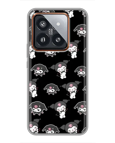 Чехол для Xiaomi 14 Pro с картинкой «Черный паттерн Kuromi»