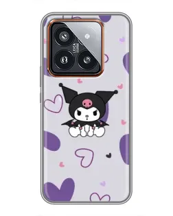 Чехол для Xiaomi 14 Pro с картинкой «Kuromi и лавандовые сердца»