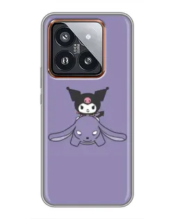 Чехол для Xiaomi 14 Pro с картинкой «Kuromi на лиловом фоне»