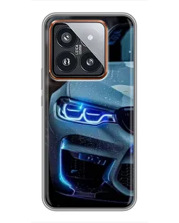 Чехол для Xiaomi 14 Pro с картинкой «Взгляд BMW с синими фарами» Чехол для Xiaomi 14 Pro с картинкой «Взгляд BMW с синими фарами»