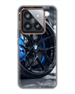 Чехол для Xiaomi 14 Pro с картинкой «Колесо BMW вблизи»