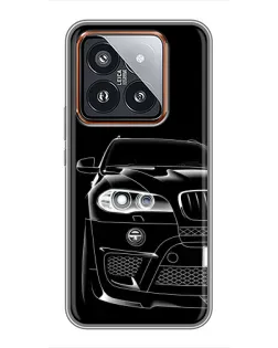 Чехол для Xiaomi 14 Pro с картинкой «Темный силуэт BMW»