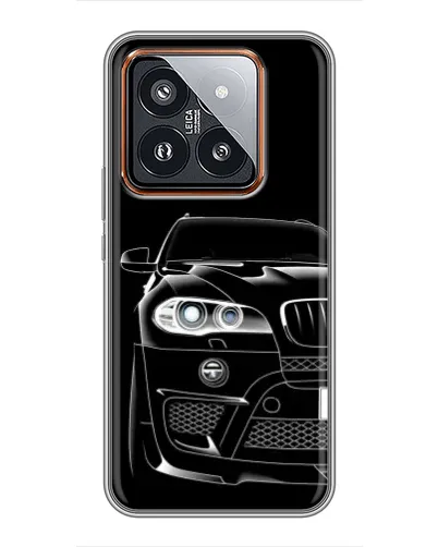 Чехол для Xiaomi 14 Pro с картинкой «Темный силуэт BMW»