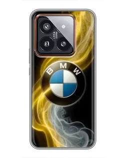 Чехол для Xiaomi 14 Pro с картинкой «Золотистый дым BMW»
