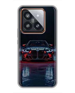 Чехол для Xiaomi 14 Pro с картинкой «BMW на мокрой дороге»