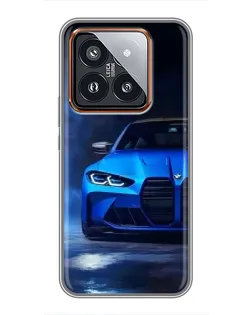 Чехол для Xiaomi 14 Pro с картинкой «Голубая BMW M4»