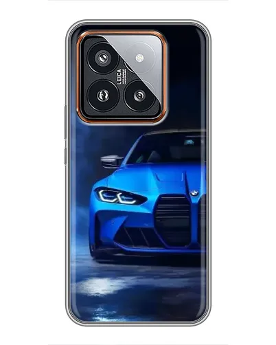 Чехол для Xiaomi 14 Pro с картинкой «Голубая BMW M4»