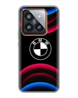 Чехол для Xiaomi 14 Pro с картинкой «Логотип BMW и неоновые дуги»