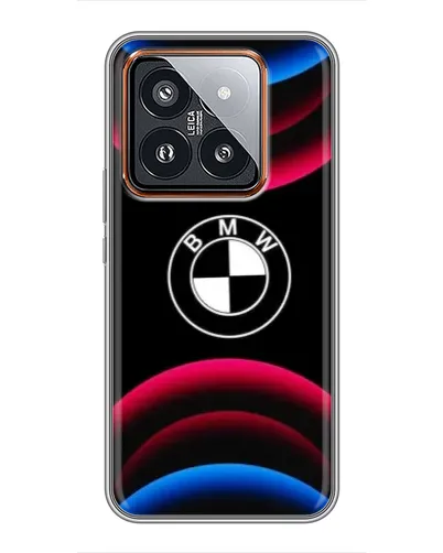 Чехол для Xiaomi 14 Pro с картинкой «Логотип BMW и неоновые дуги»
