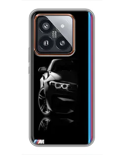 Чехол для Xiaomi 14 Pro с картинкой «Силуэт BMW в темноте»