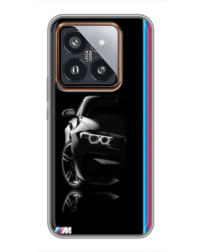 Чехол для Xiaomi 14 Pro с картинкой «Силуэт BMW в темноте»