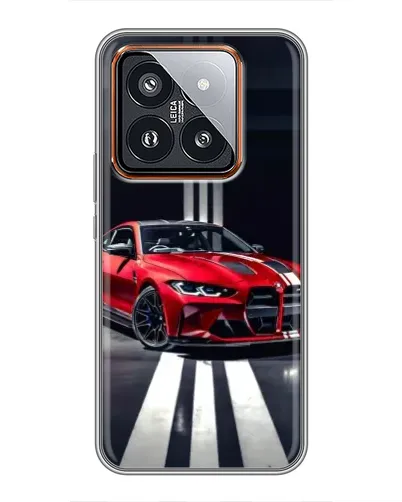 Чехол для Xiaomi 14 Pro с картинкой «Красная BMW на дороге»