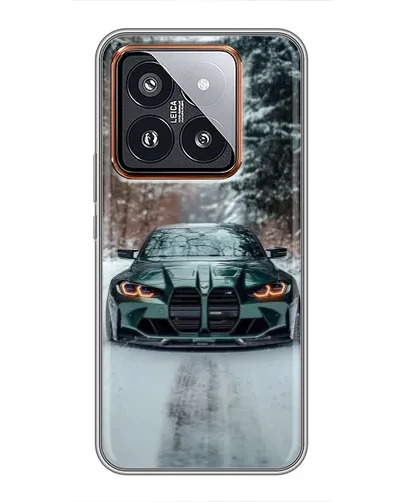 Чехол для Xiaomi 14 Pro с картинкой «BMW в зимнем лесу»