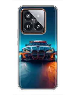 Чохол для Xiaomi 14 Pro з картинкою «BMW — вогні неону»