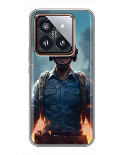 Чехол для Xiaomi 14 Pro с картинкой «PUBG — реалистичный герой»