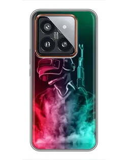 Чехол для Xiaomi 14 Pro с картинкой «PUBG — огненный воин»