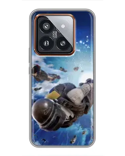 Чехол для Xiaomi 14 Pro с картинкой «Десант PUBG — прыжок»