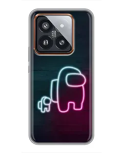 Чехол для Xiaomi 14 Pro с картинкой «Among Us неон-арт»