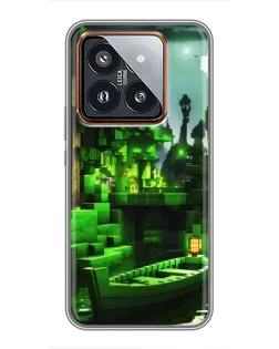 Чехол для Xiaomi 14 Pro с картинкой «Minecraft лесной пейзаж»