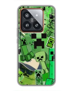Чехол для Xiaomi 14 Pro с картинкой «Криперы Minecraft»