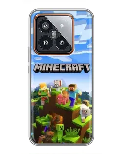 Чехол для Xiaomi 14 Pro с картинкой «Minecraft классический мир»