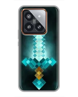 Чехол для Xiaomi 14 Pro с картинкой «Алмазный меч неон»