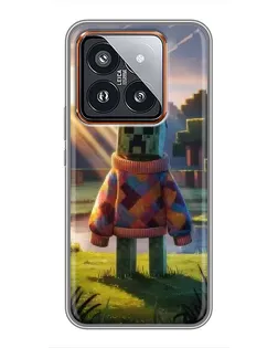 Чехол для Xiaomi 14 Pro с картинкой «Крипер в свитере»
