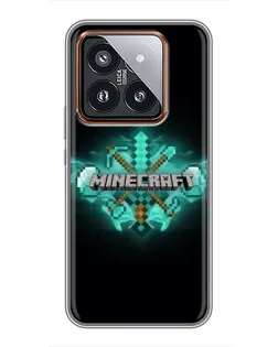 Чехол для Xiaomi 14 Pro с картинкой «Minecraft Diamond лого»