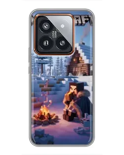 Чехол для Xiaomi 14 Pro с картинкой «Зимний Minecraft»