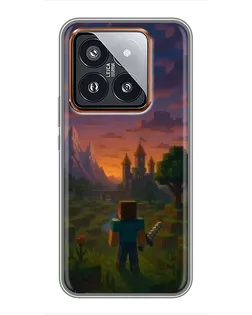 Чехол для Xiaomi 14 Pro с картинкой «Стив у башни»