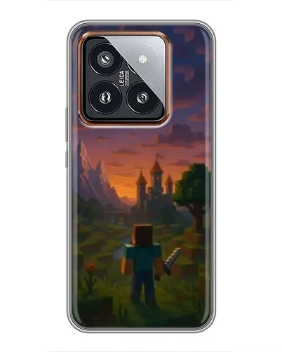 Чехол для Xiaomi 14 Pro с картинкой «Стив у башни» Чехол для Xiaomi 14 Pro с картинкой «Стив у башни»