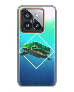 Чехол для Xiaomi 14 Pro с картинкой «Черепаха Minecraft»