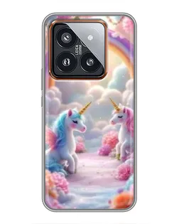Чохол для Xiaomi 14 Pro з картинкою «Веселка і єдинороги» Чохол для Xiaomi 14 Pro з картинкою «Веселка і єдинороги»