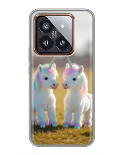 Чехол для Xiaomi 14 Pro с картинкой «Пара единорогов»