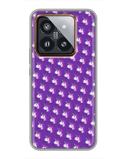 Чехол для Xiaomi 14 Pro с картинкой «Единороги на фиолетовом»